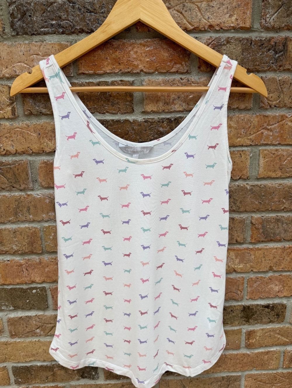 Red Herring Debenhams Dachshund Dog Print Tank Top Size 8